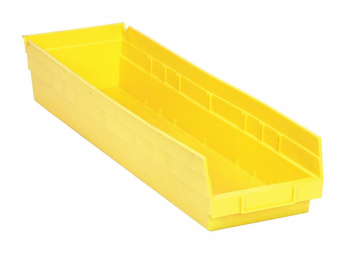 QUANTUM STORAGE SYSTEMS QSB106YL Yellow Shelf Bin, 23-5/8"L x 6-5/8"W x 4"H