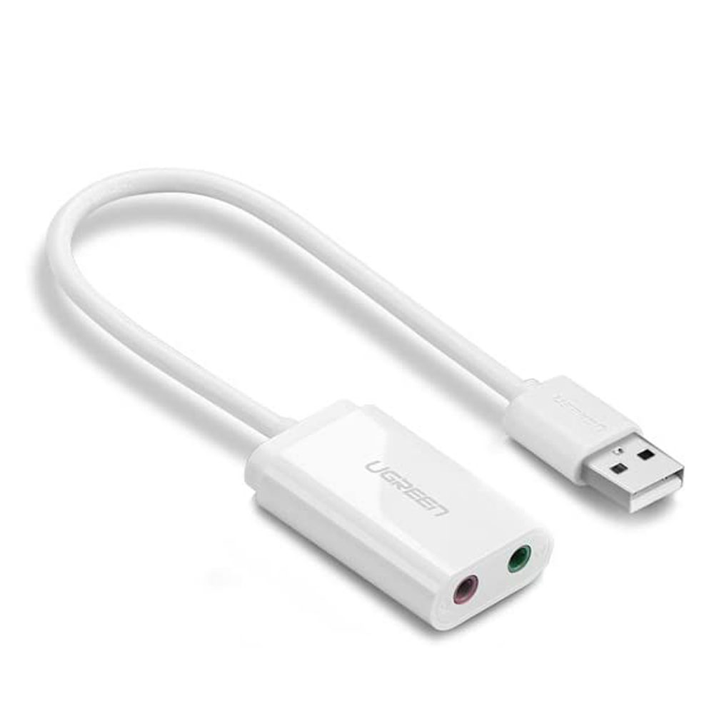 USB Sound Card,  3.5mm Sound Card External USB Audio Adapter, External Stereo Sound Adapter Compatible with PC Windows,MAC, Linux, Laptops, Desktops, PS5. Plug and Play No Drivers Needed, White