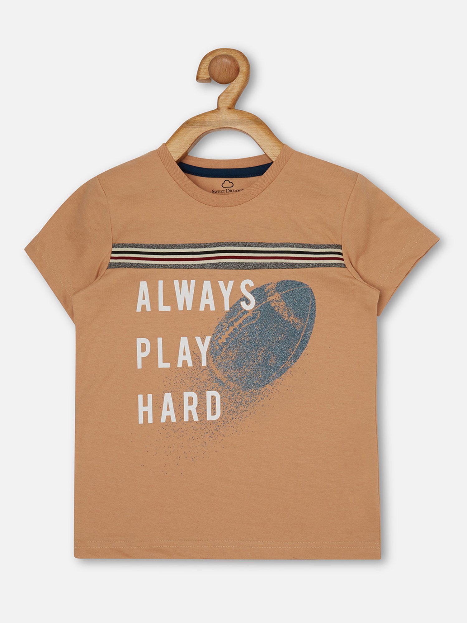 Sweet Dreams Kids Beige & Blue Printed T-Shirt with Pyjamas