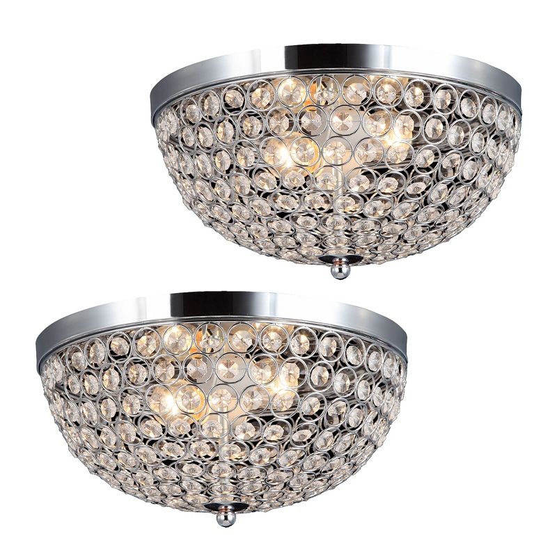 (2pk) 13" Elipse Crystal Flush Mount Ceiling Light Chrome - Elegant Designs