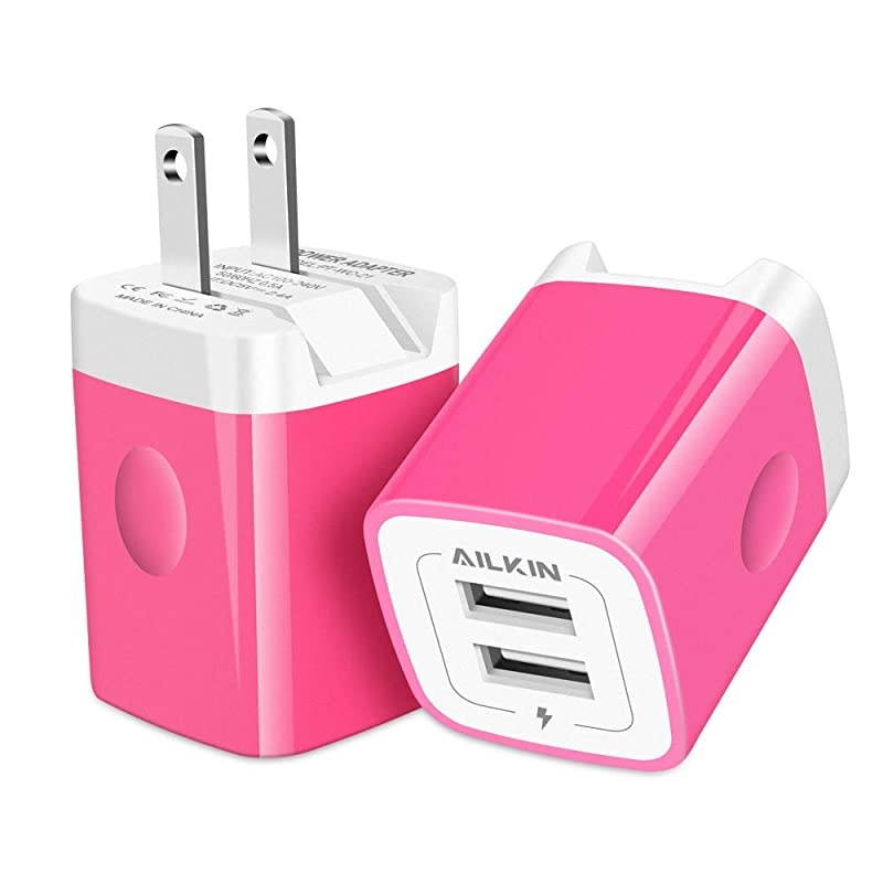 24A Phone USB Charger Plug Fast Charging Dual USB Wall Charger Cube 2Muti Port USB Adapter Power Box Base for Phone XR XS MAX XS iPad Air 2 Samsung Phones USB Charger BlockRose