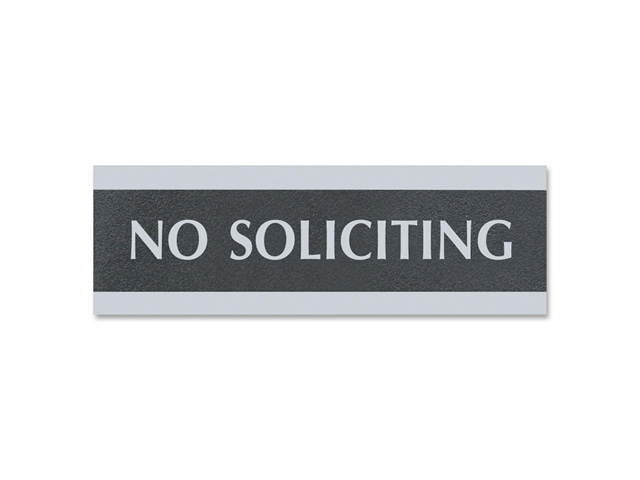 Headline Sign Century Series Office Sign NO SOLICITING 9 x 3 Black/Silver 4758