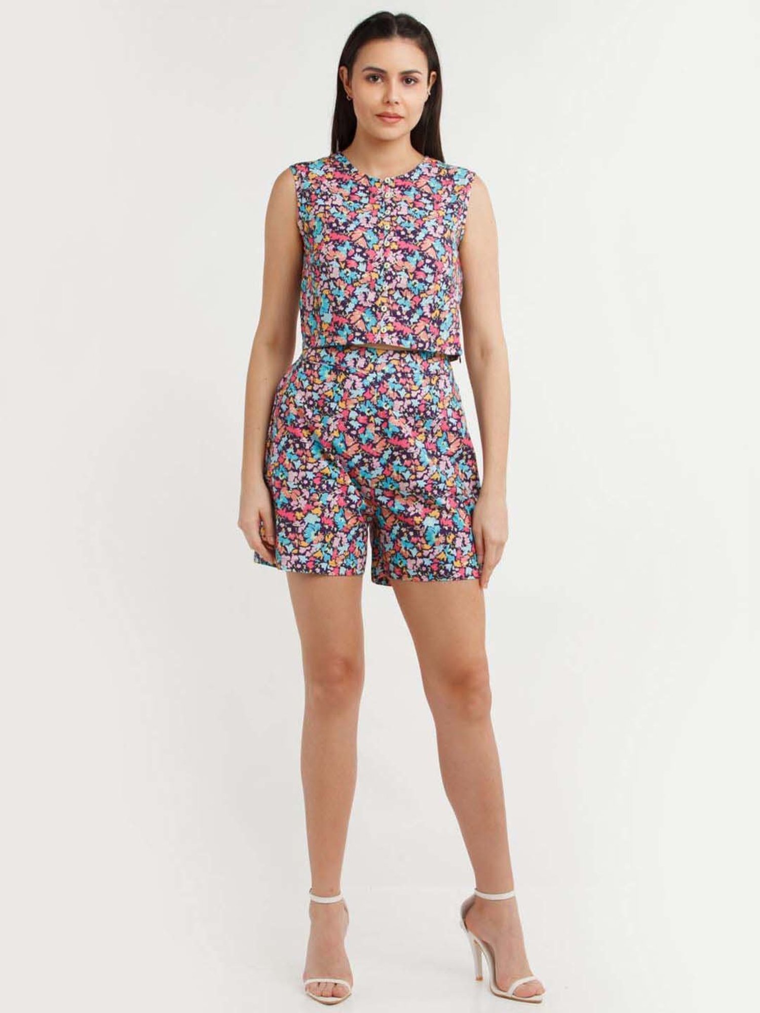 Zink London Multicolored Cotton Printed Shorts