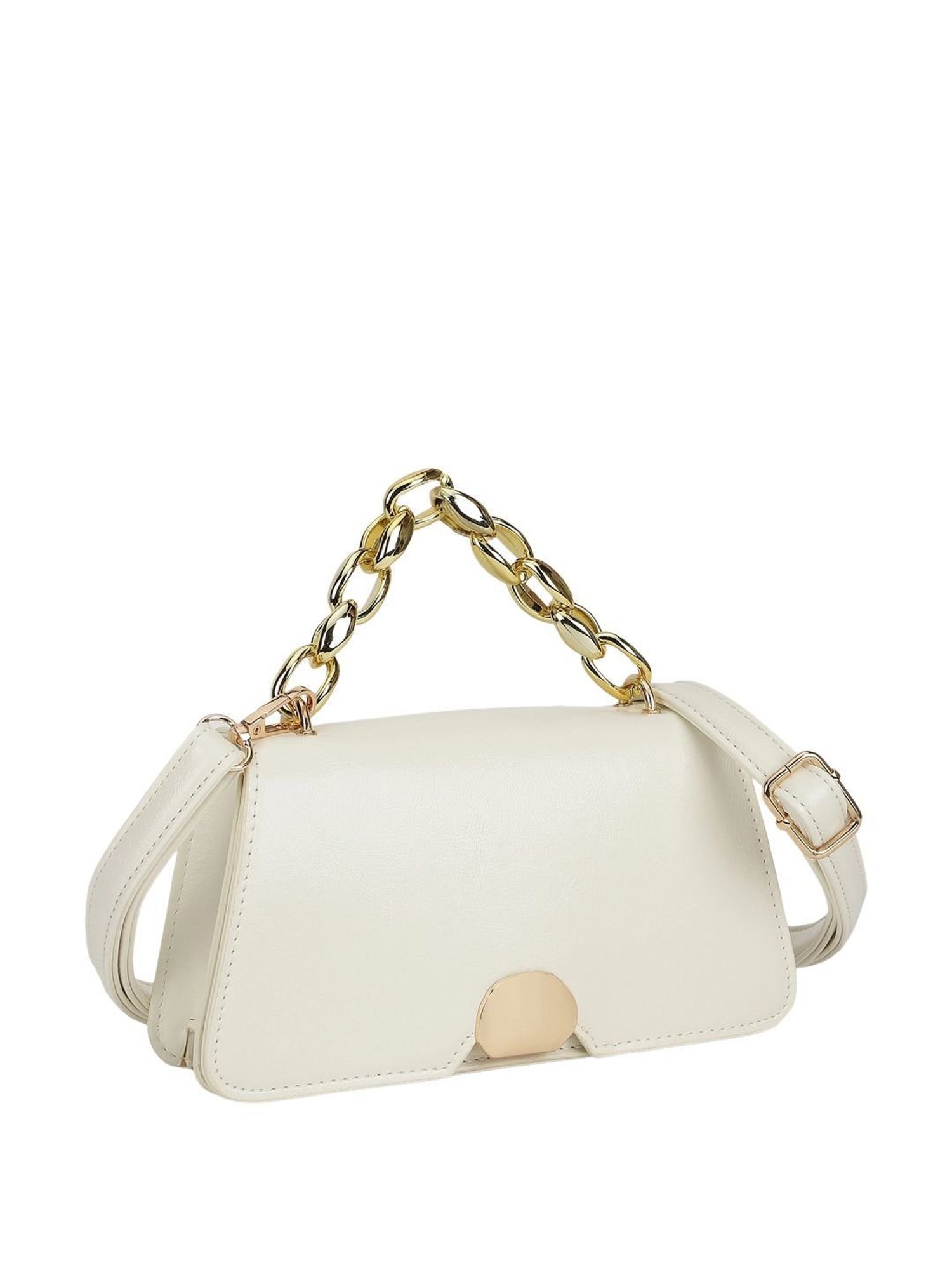 Fastrack White Solid Medium Satchel Handbag