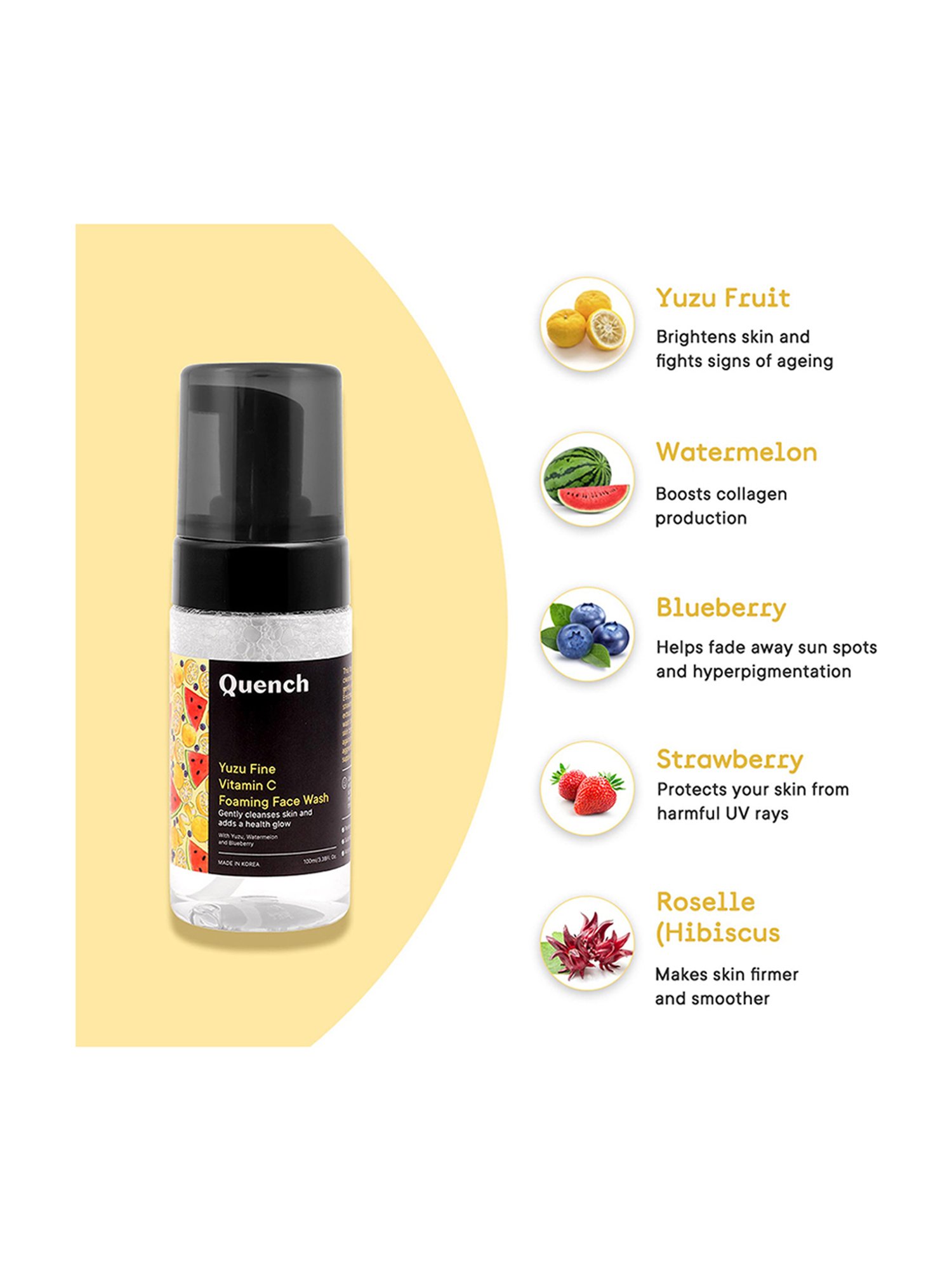 Quench Botanics Yuzu Fine Vit C Foaming Face Wash - 100 ml