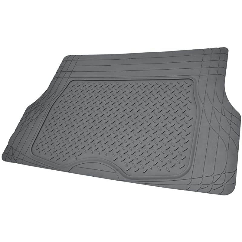 FlexTough Performance All Weather Rubber Car Floor Mats with Cargo Liner &ndash; Full Set Front & Rear Odorless Floor Mats for Cars Truck SUV, BPA-Free Automotive Floor Mats (Gray)