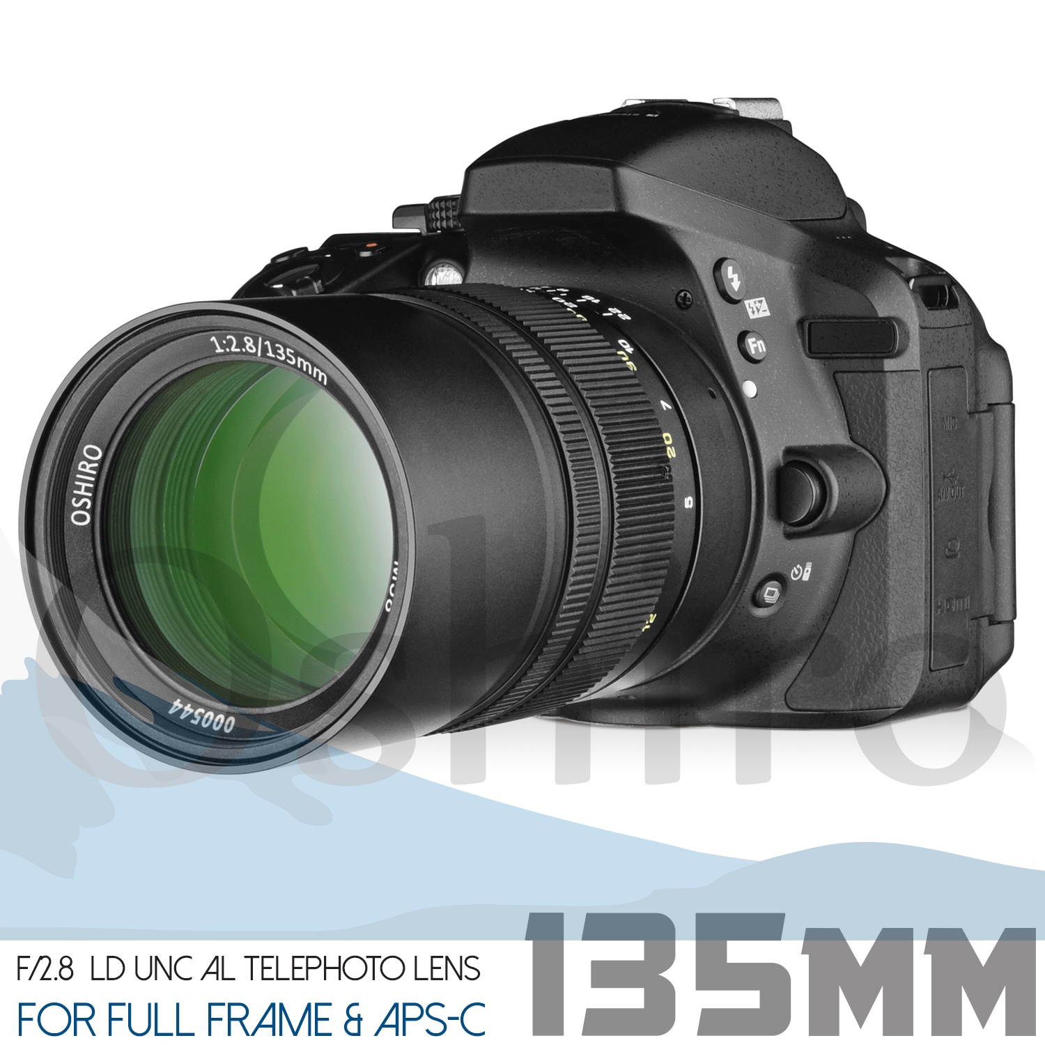 Oshiro 135mm f/2.8 LD UNC AL Telephoto Full Frame Prime Lens for Nikon D5, D4S, DF, D4, D850, D810, D750, D610, D500, D7500, D7200, D5600, D5500, D5300, D5200, D3400, D3300, D3200 Digital SLR Cameras
