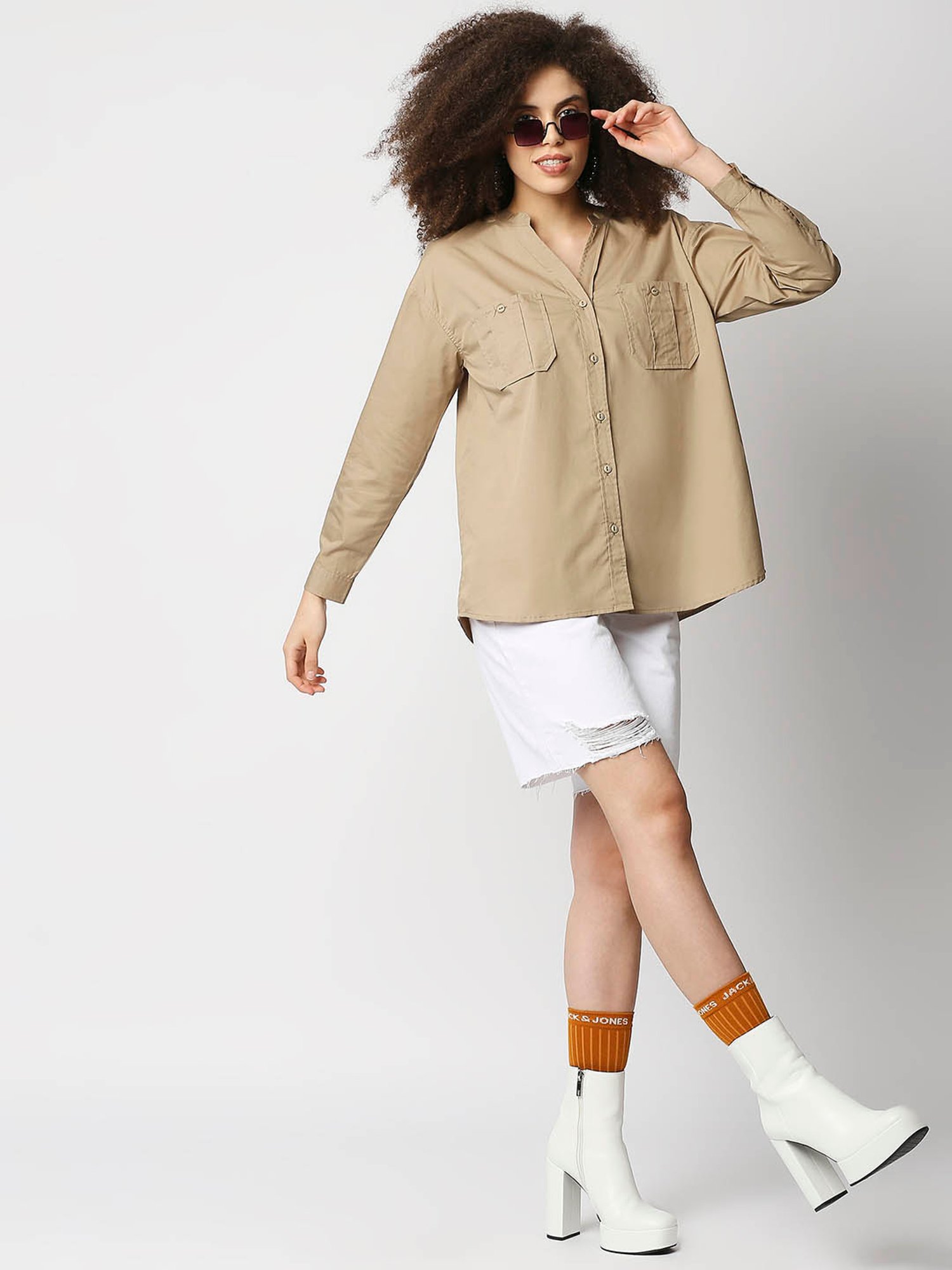 Remanika Beige Regular Fit Shirt