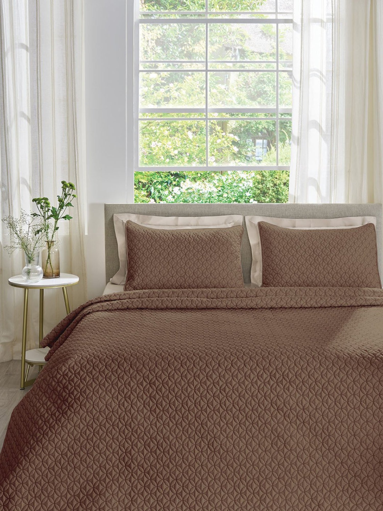 DDECOR Live beautiful Geometric Zinnia Cappuccino 210 TC Cotton Comforters - Set of 3