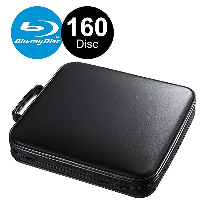 Japan Brand) 24 Capacity CD Case, Portable DVD/VCD Storage, EVA Protective Blu-ray Wallet, Binder, Holder, Booklet for Car, Home, Office, Travel (Black)