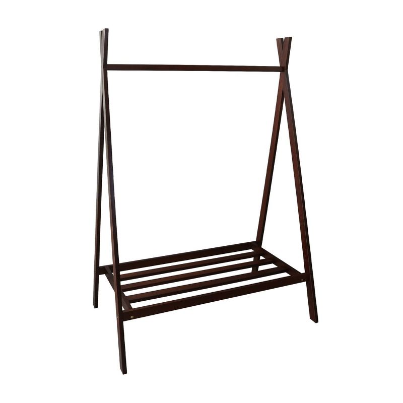 Solid Wood Garment Rack with Shelf Truffle Brown - Flora Home