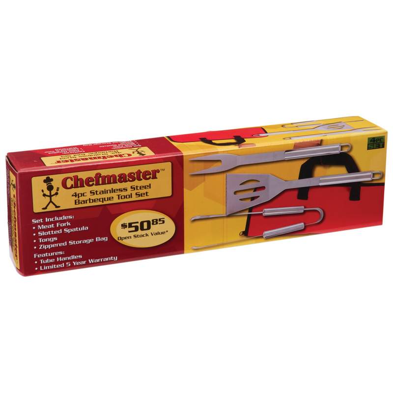 Chefmaster 4pc Stainless Steel Barbeque Tool Set