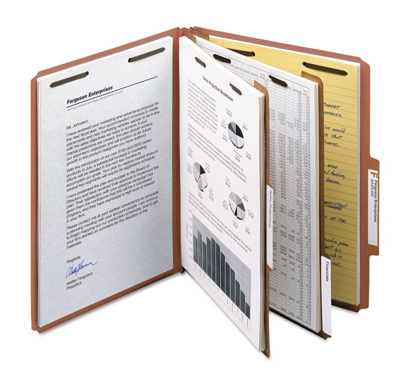 Smead Pressboard Classification Folder 2" Exp. Two Dividers Letter Red 10/Box 14024