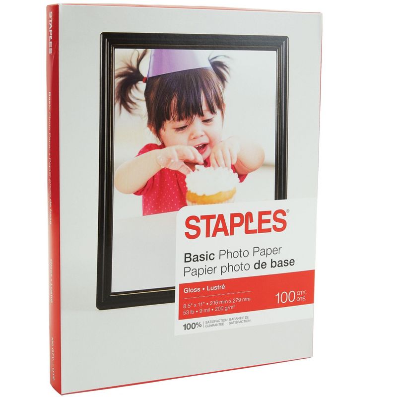 Staples Basic Glossy Photo Paper 8.5" x 11" 100/Pack (19900/13607) 651611