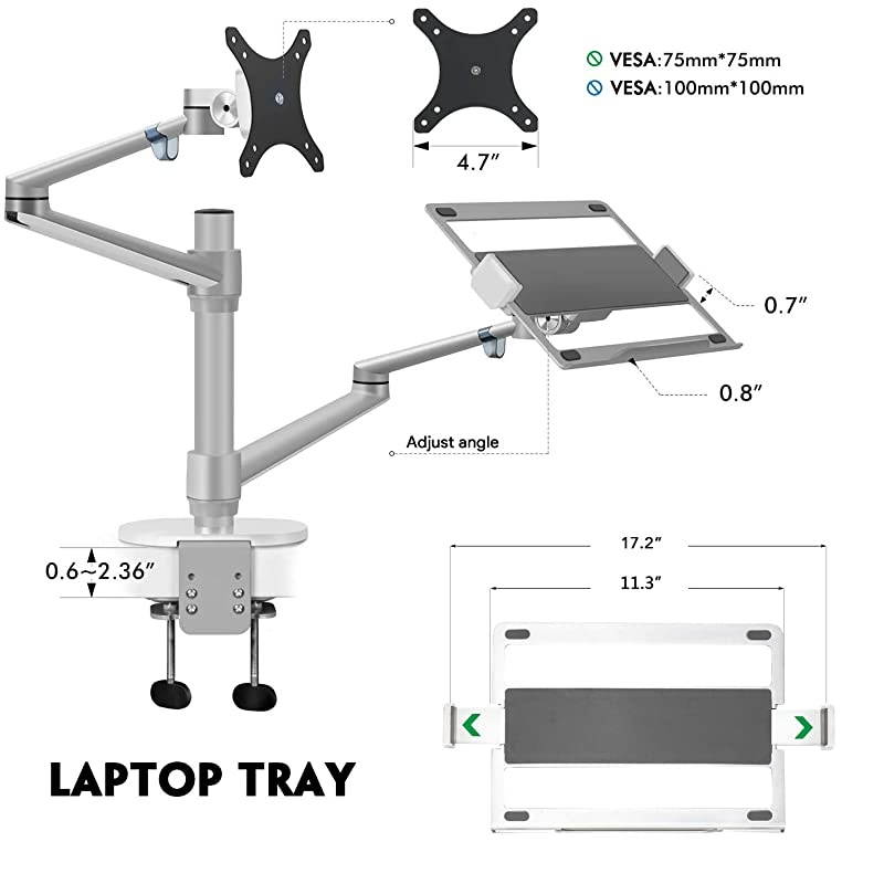Stand for Laptop,Sofa Side Table Slide Under,Aluminum Height Adjustable Table for Bed and Couch,Snack Table.
