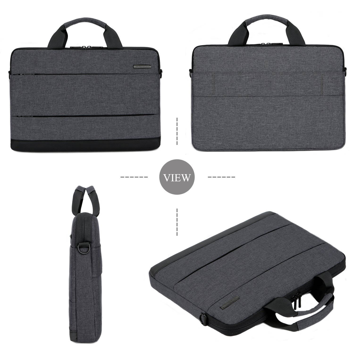 BRINCH 15.6 Inch Laptop Shoulder Bag,Classic Lightweight Slim Portable Laptop Messenger Sleeve Case for Work / Travel,Fits 15 - 15.6 Inches Laptop / Notebook / MacBook / Ultrabook Computer,Black