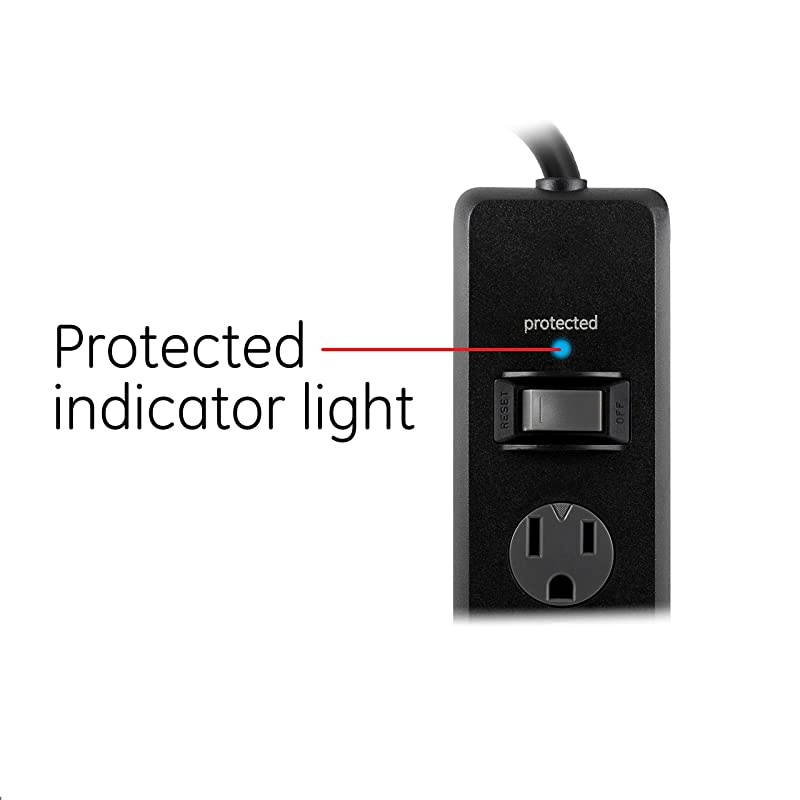 6 Outlet SurProtector 20 Ft Extension Cord Power Strip 800 Joules Flat Plug TwisttoClose Safety Covers Black 50769