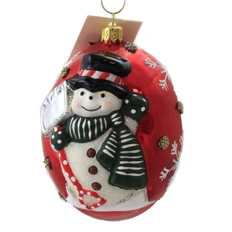 Vaillancourt 4.0" Snowman With Shovel Christmas Ornament Snowflakes  -  Tree Ornaments