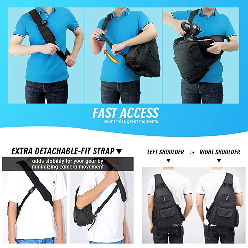 Camera Bag Waterproof Camera Sling Backpack with Rain Cover Outdoor Travel Backpack Camera Bag Case for Laptop Canon Nikon Sony Pentax Cameras,Lens,Tripod and Accessories