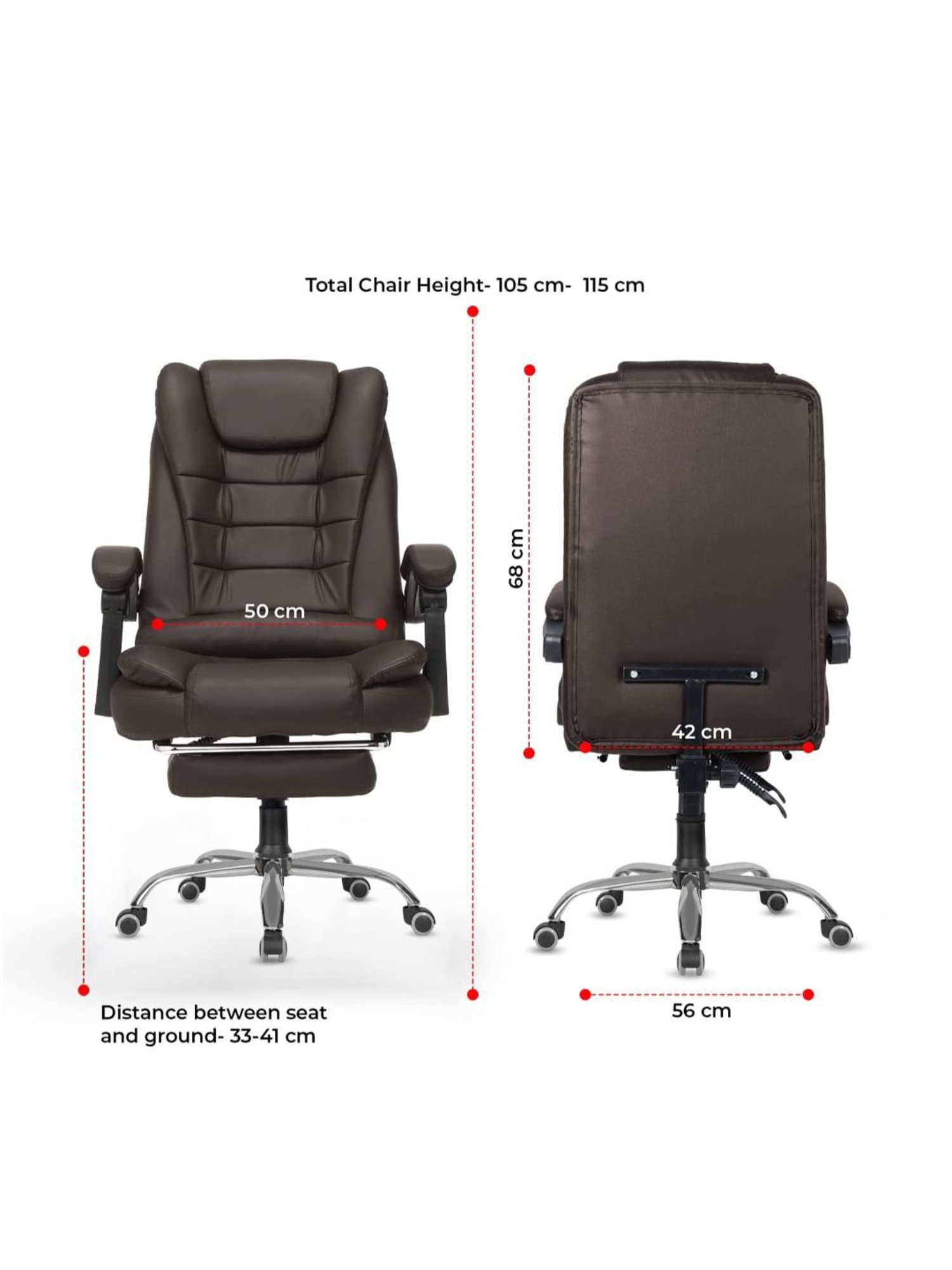 Green Soul Urbane Brown PU Leather High Back Chair