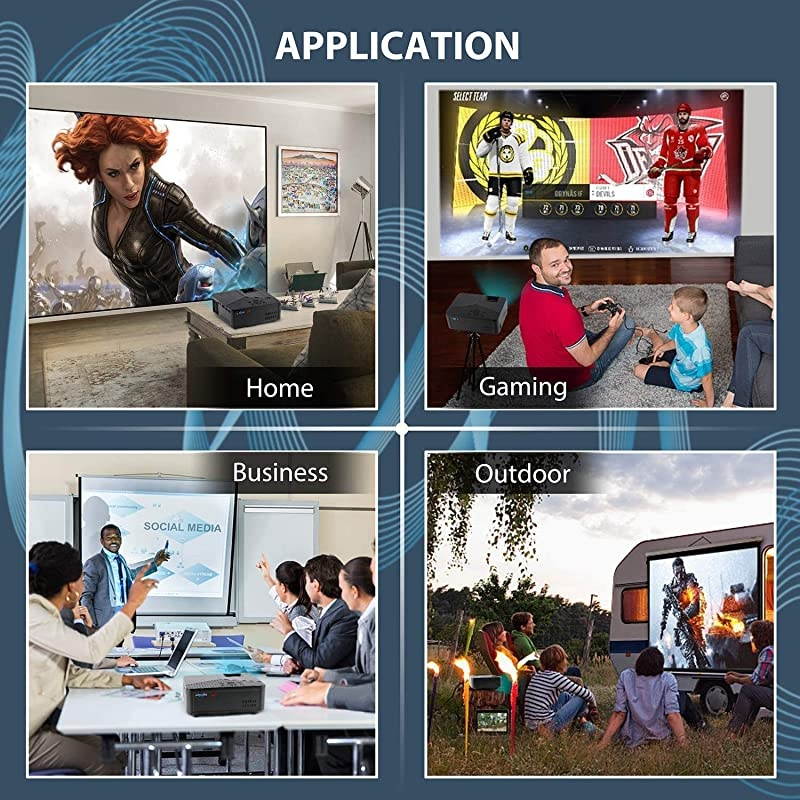 Projector 5200 Lumens Movie Projector for iPhone Support 1080P and 30000 Hour Lamp Life and Max200 DisplayCompatible with HDMIVGAAVUSBBlack