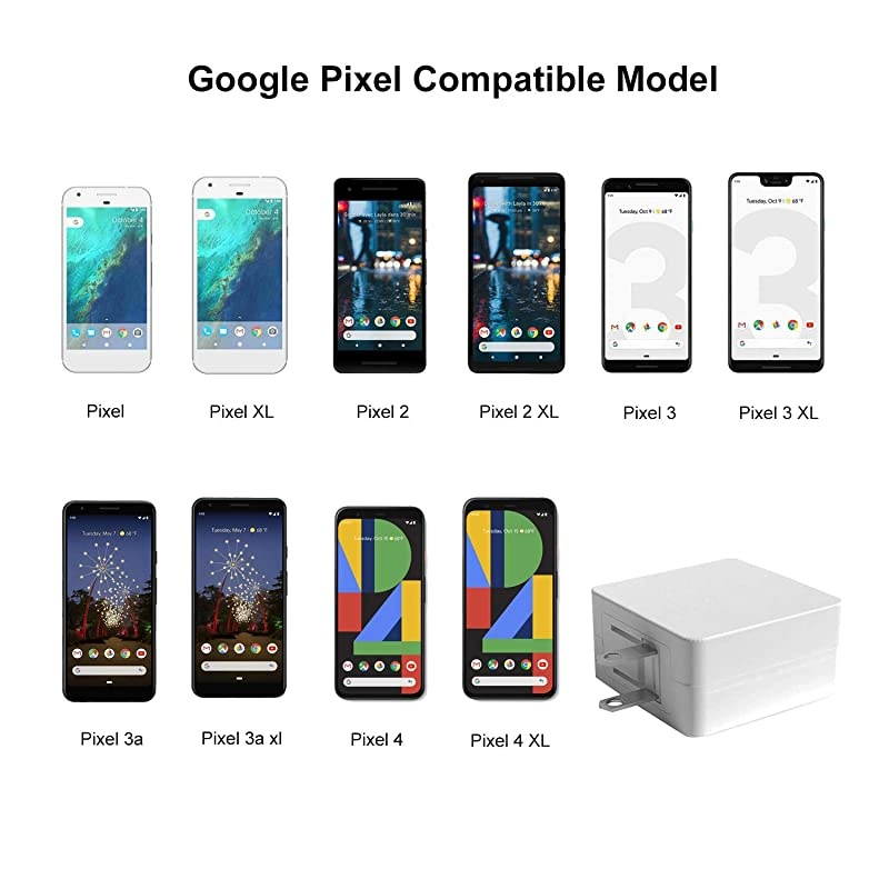 18W Fast Pixel Charger Fit for Google Pixel 5 4A 4 3 3A 2,Pixel XL 2XL 3XL 4XL Phone Pixel Stand PD Type USB C AC Power Supply Adapter Cord(White)