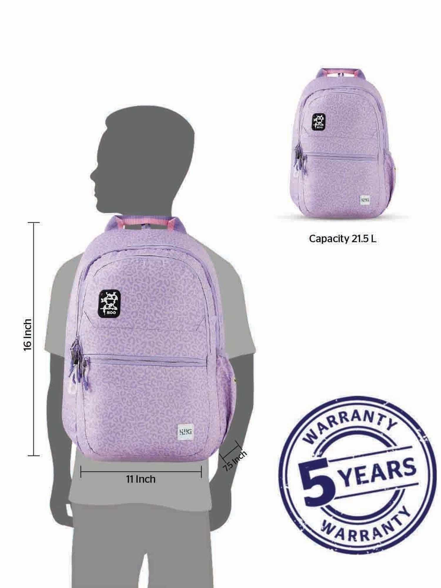 Wiki Back to School 1 Purple Polyester Printed Backpack - 22 Ltrs