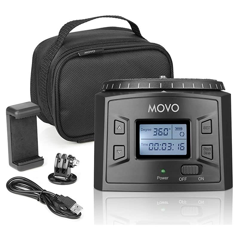 MTP20 Programmable Panoramic TimeLapse Tripod Head with Adjustable Rotating Angle Direction and Speed Compatible with Smartphones GoPro Mirrorless and DSLR Cameras up to 44 Lbs