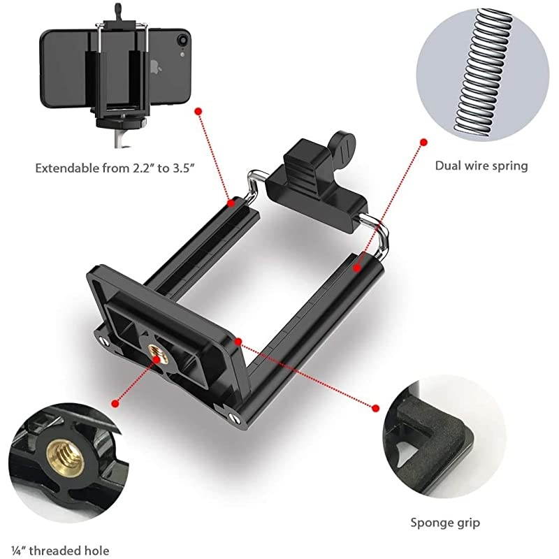 Mini Tripod Table Top Stand and Phone Mount Compact Travel Ready Use with FaceTime Video Calls Compatible with Gopro Smartphones iPhone Samsung Compact Cameras DSLRs Selfie Stick