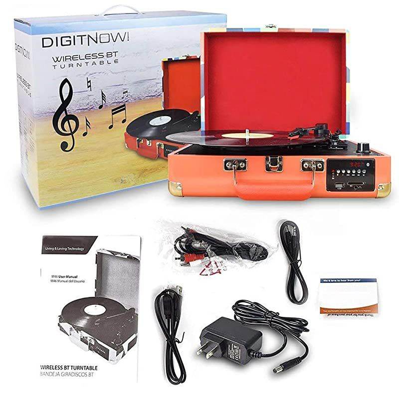 Record Player Turntable Suitcase with MultiFunction BluetoothFM RadioUSB and SD Card PortVinyl to MP3 Converter