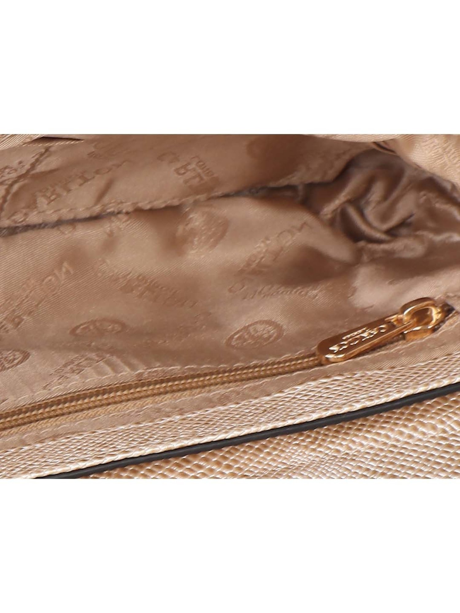 Carlton London Cream Textured Medium Sling Handbag