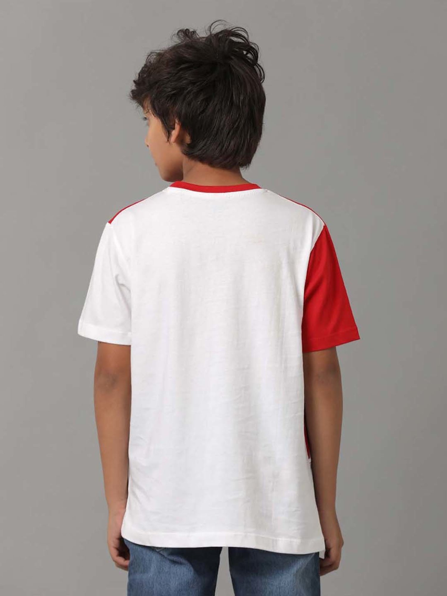 Under Fourteen Only Kids Red & White Cotton Printed T-Shirt