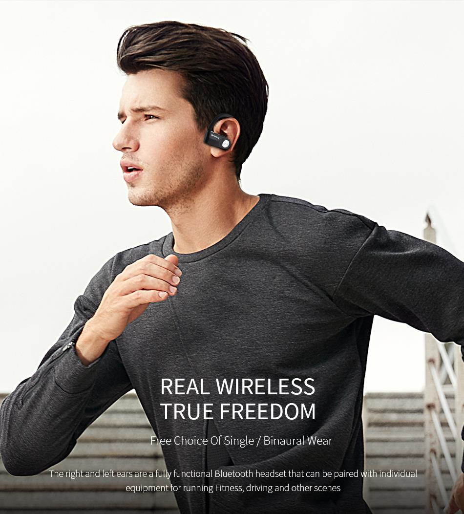 AWEI T2 Wireless Bluetooth Earphone TWS Stereo Headset Cordless Ecouteur for Phone Auriculares With Microphone Bluetooth V4.2 (Red)