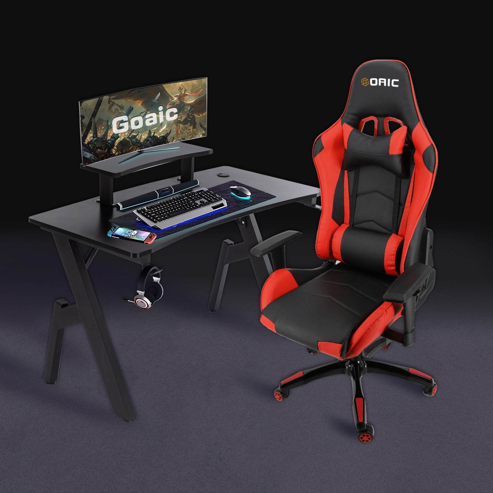 Goaic Gaming Chair Office Desk Chair Ergonomic High Back PC Desk Chair Adjustable 3D Armrests Gamer Chair, Computer Gaming Recliner Chair with Headrest and Lumbar Pillow Support (Black/Bule)