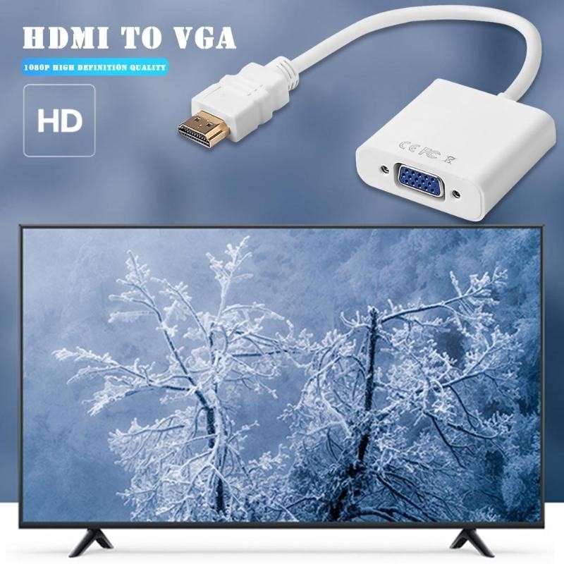 Durable Audio Cable Classic Delicate Texture HDMI to VGA Adapter Male to Famale Converter Video Audio Cable for Projector PC