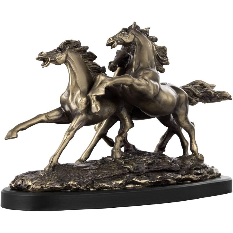 Kensington Hill Galloping Western Stallions 14" Wide Table Sculpture