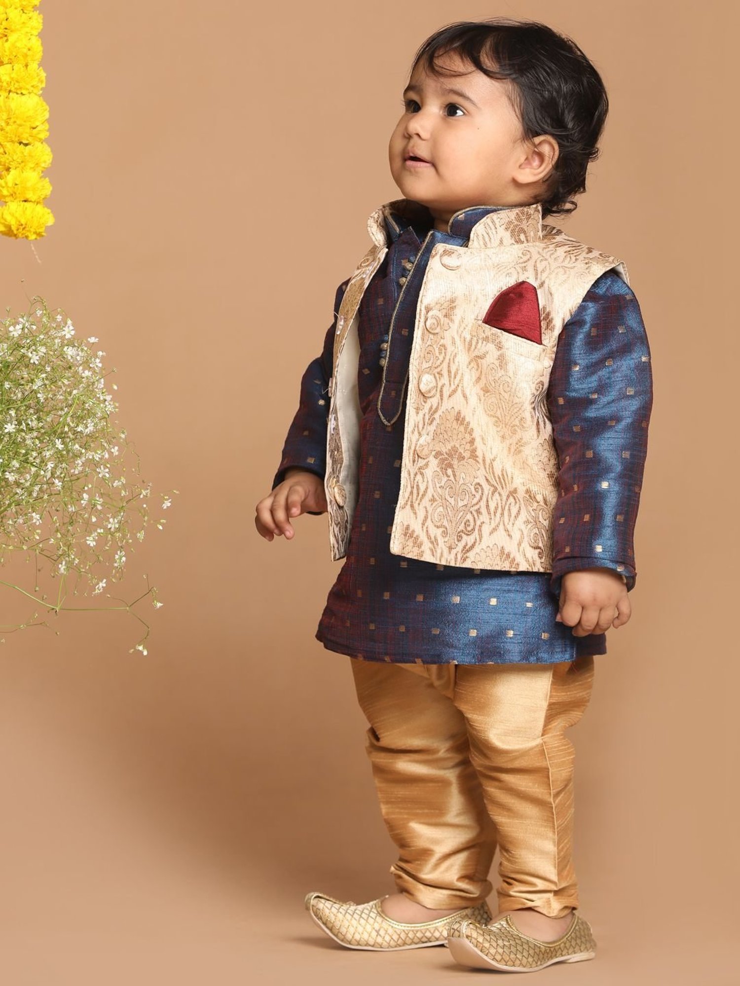 VASTRAMAY SISHU Golden & Persian Blue Printed Kurta Set