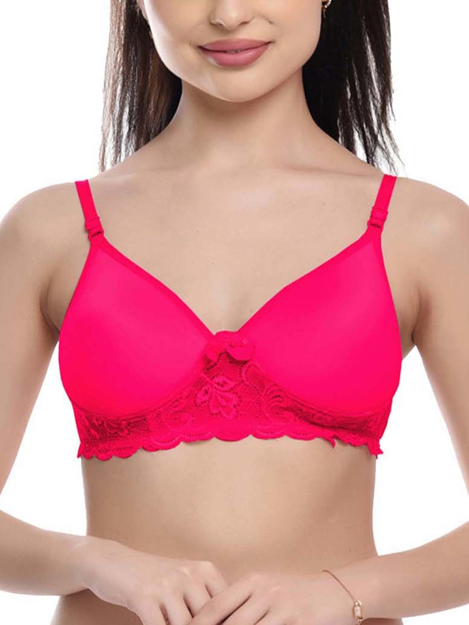 FIMS: Fashion is my Style Maroon & Beige Lace Work Everyday Bras - Pack Of 3