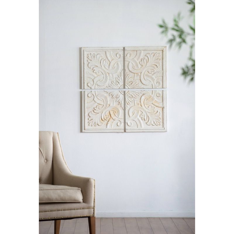 Set of 4 Kawan Wall Panels White/Natural - A&B Home
