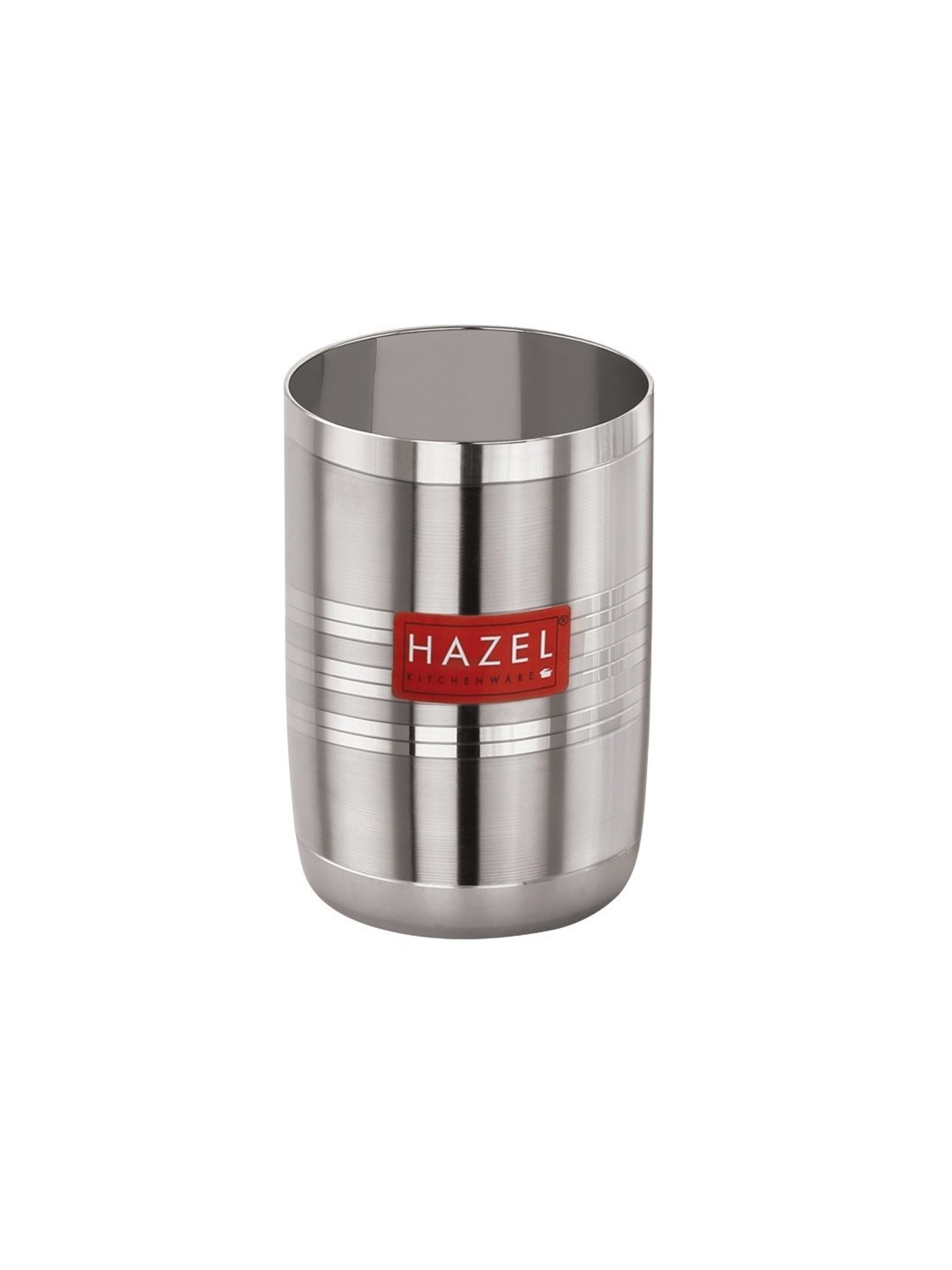 HAZEL Silver Stainless Steel Drinking Water Glasses - Set of 6 (350ml)