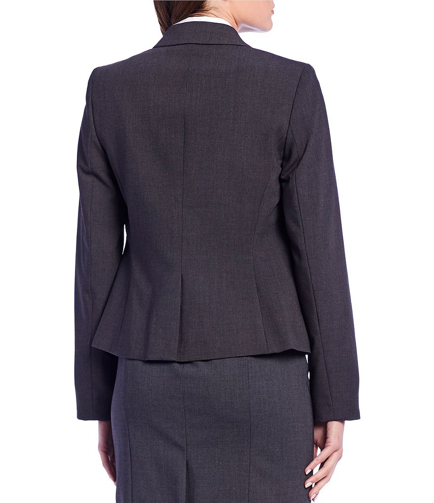 Eva Varro Solid Knit Jersey Notch Lapel Collar Two-Button Jacket