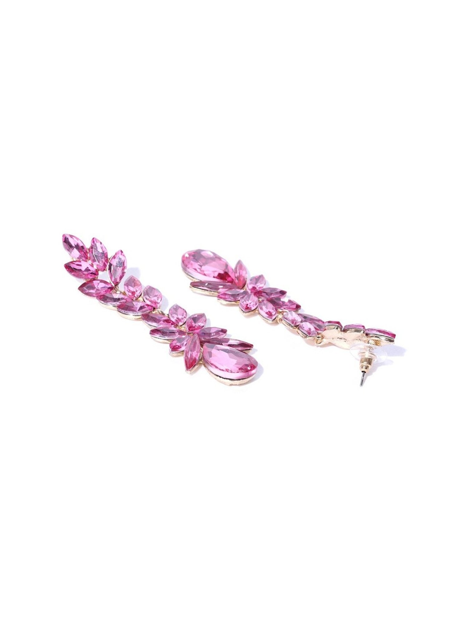 YouBella Pink Gold-Plated Contemporary Dangler Earrings