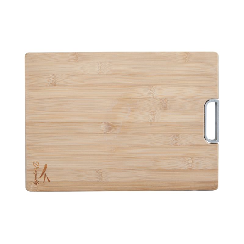 Pemberly Row Bamboo Large Chopping Board with Metal Handle in Natural