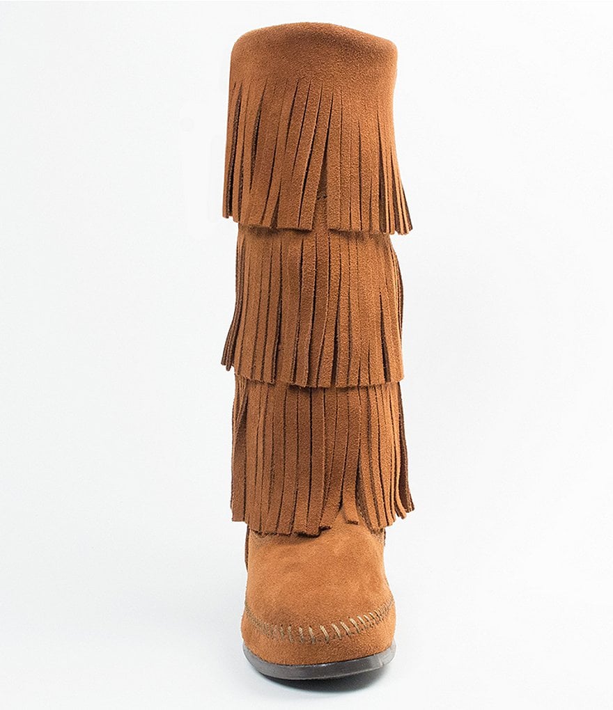 Minnetonka Women's Calf Hi 3-Layer Fringe Boots