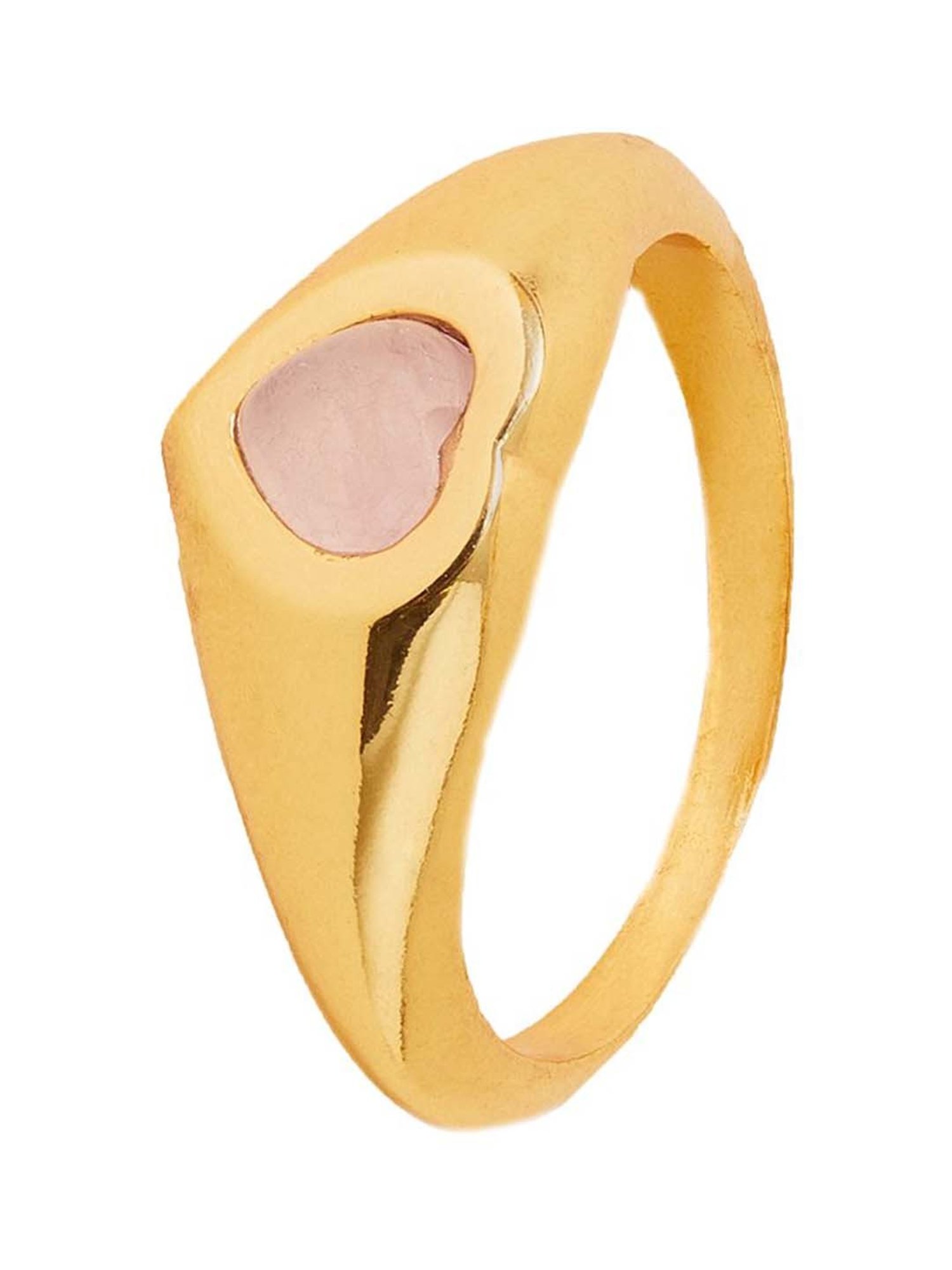 Accessorize London Real Gold Plated Gold Z Rose Quartz Heart Signet Ring