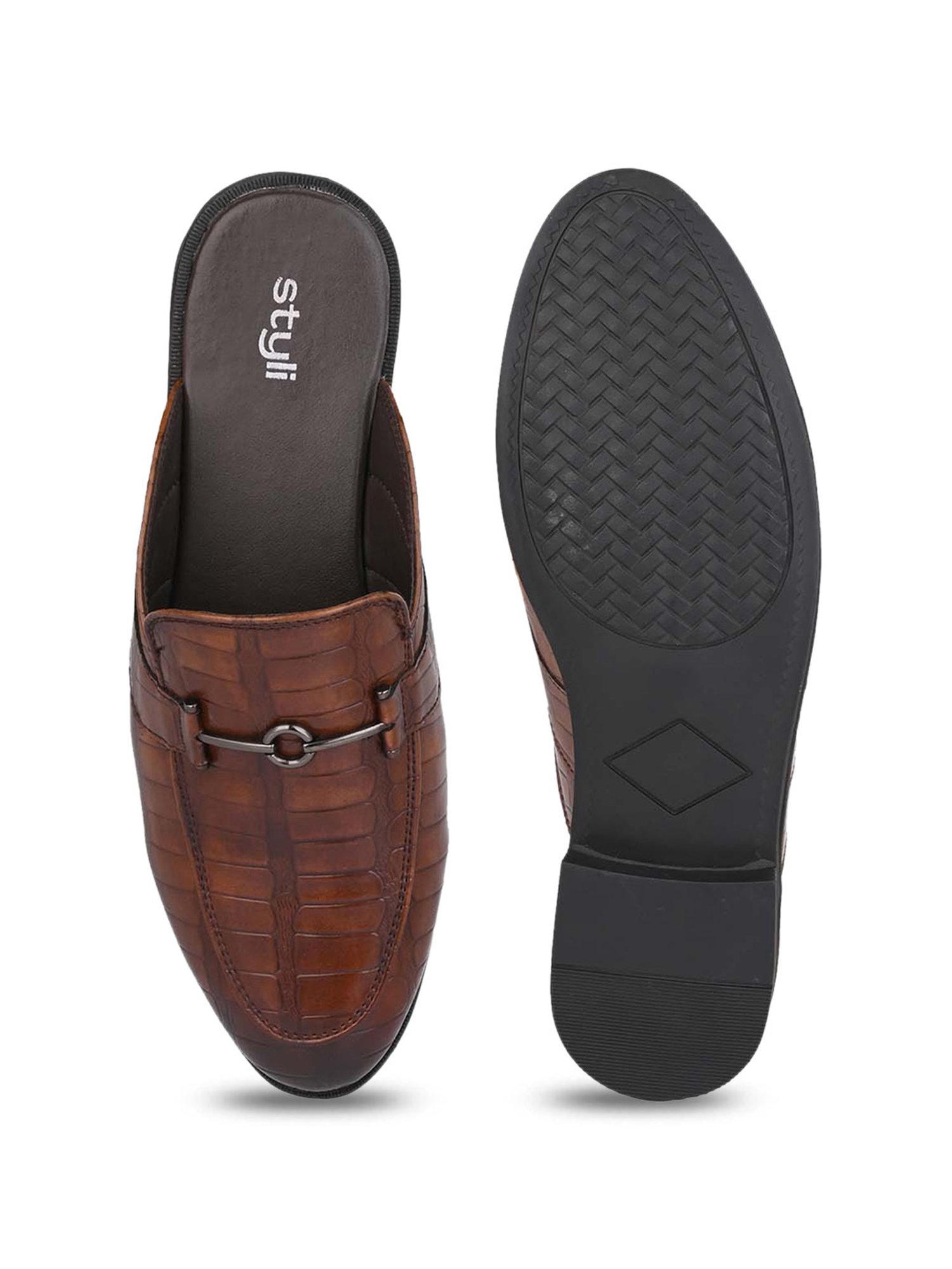 Styli Men's Tan Mule Shoes