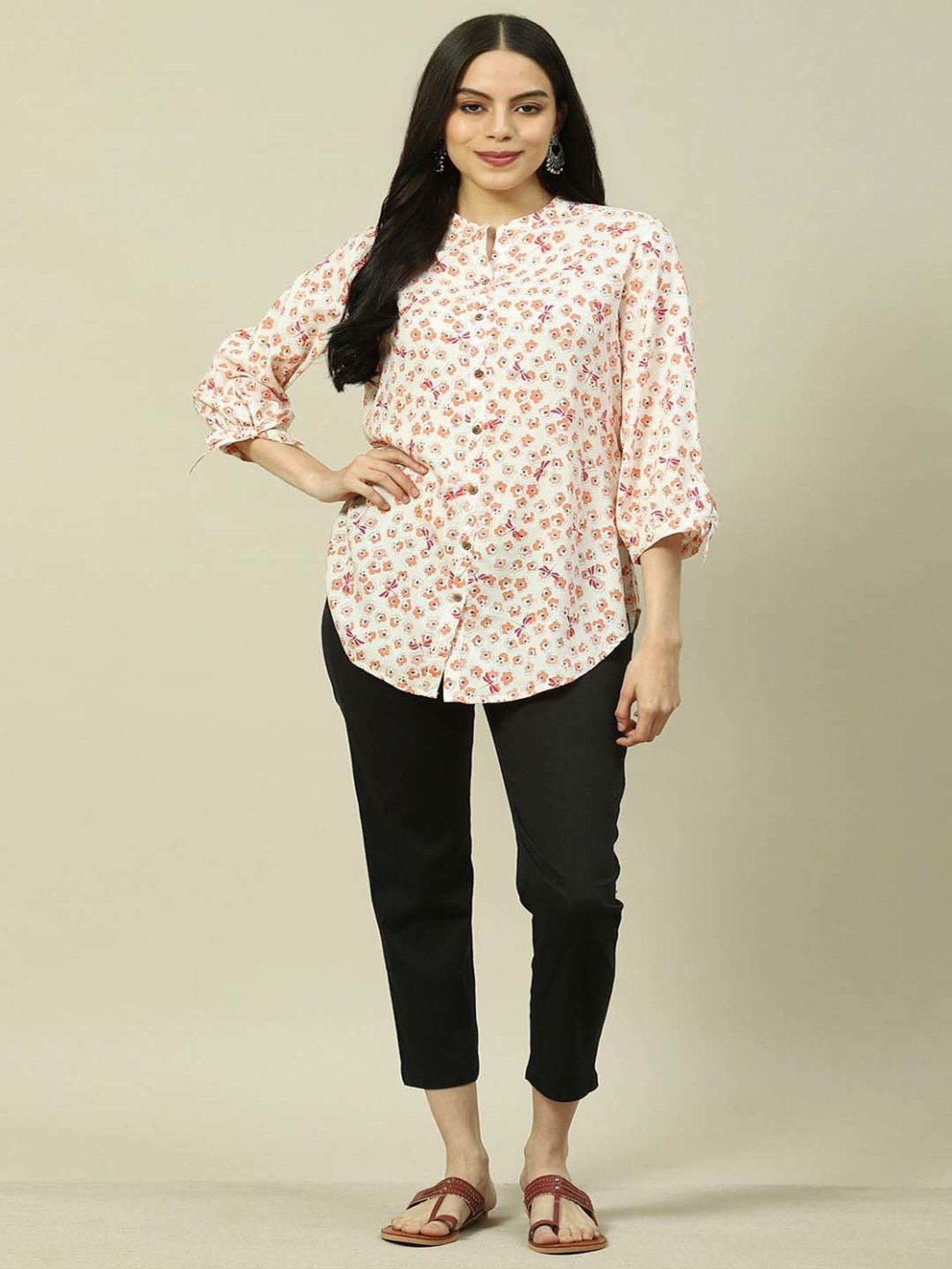 Rangriti White Printed Top