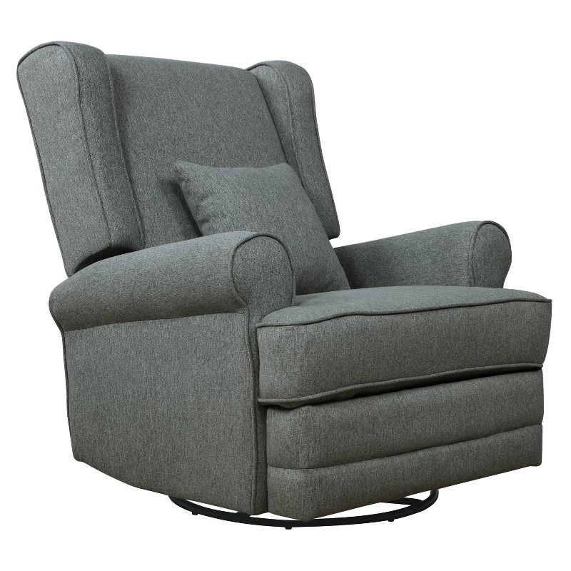 Evolur Melbourne Upholstered Wingback Swivel Glider - Solid Gray