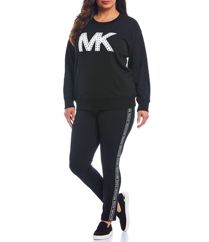 Intro Plus Size Splash Tie Dye Loop Strap Hem Detail 7/8 Ankle Pull-On Leggings