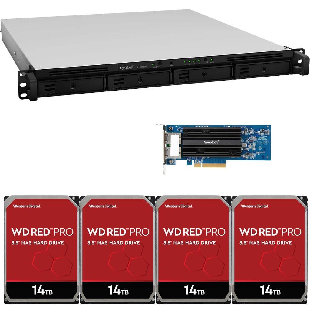Synology RS820RP+ 4-Bay RackStation NAS with Synology 10Gb Adapter 56TB (4x14TB) of Western Digital RED PRO NAS Drives Fully Assembled Tested By CustomTechSales
